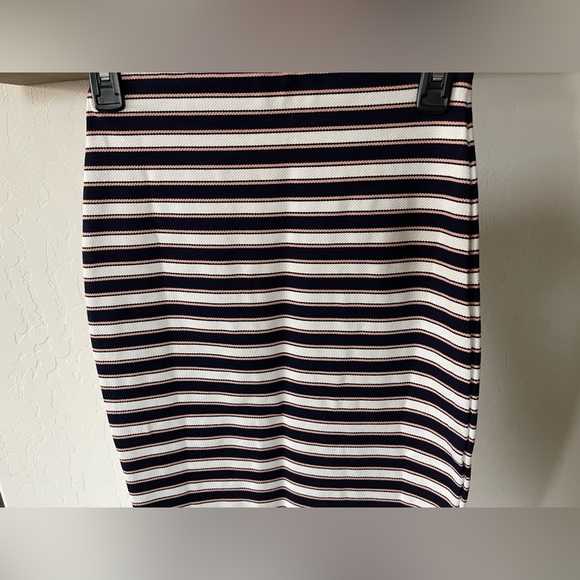 Lovers + Friends, Reformation Bodycon Pencil Striped Skirt,Navy & Pastel—XS••• - Picture 5 of 16